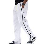 Herren Sportliche Trainingshose mit Druckknöpfen und Kontraststreifen R&B