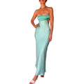 Damen elegantes langes Kleid mit innovativem Cut-Out Design und zarten Spaghettiträgern R&B