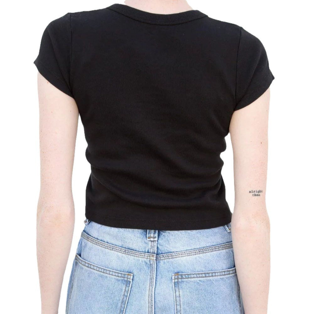 Damen Crop-Top mit kreativem Grafikdruck und lässigem Schnitt R&B