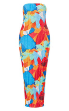 Damen figurbetontes Strapless-Kleid mit floralen Elementen R&B