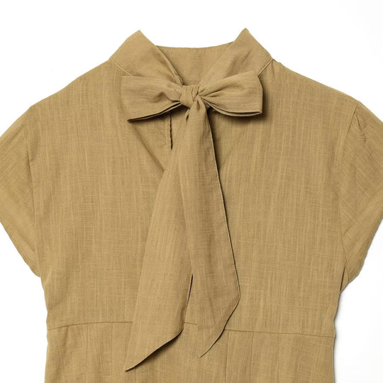 Damen Blusenshirt mit elegantem Stehkragen und plissierten Details R&B