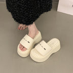 Damen bequeme Platform-Pantoletten mit modischer Riemenverzierung R&B
