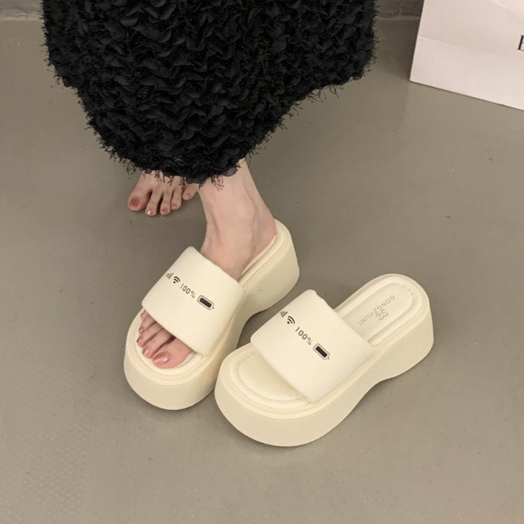 Damen bequeme Platform-Pantoletten mit modischer Riemenverzierung R&B