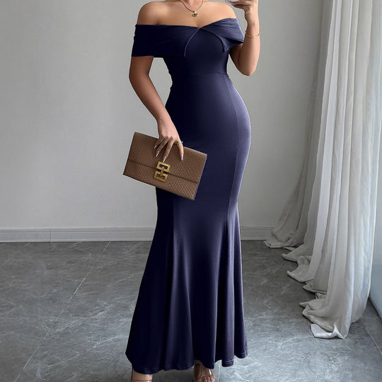 Damen Figurbetontes Off-Shoulder Maxikleid R&B