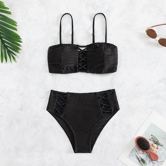 Damen Hochgeschnittener Wickelbikini mit Raffung R&B