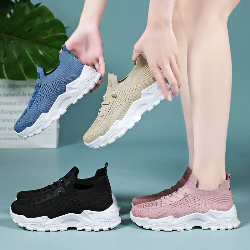 Damen Sportliche Slip-On Sneakers mit atmungsaktiver Strick-Oberfläche R&B