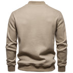 Herren Langarm-Pullover mit Knopfleiste und strukturiertem Gewe