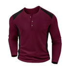 Herren Langarm-Henley-Shirt aus atmungsaktivem Material mit Kontrastdetails R&B