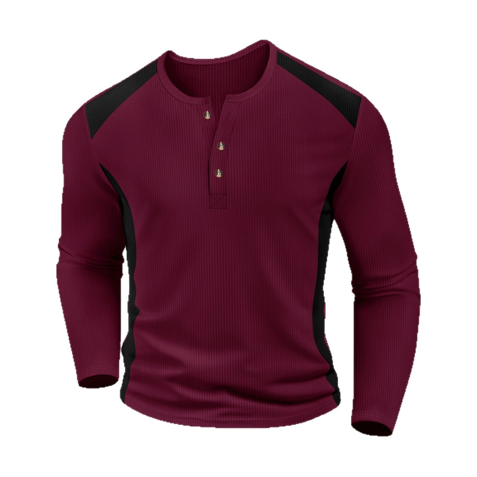 Herren Langarm-Henley-Shirt aus atmungsaktivem Material mit Kontrastdetails R&B