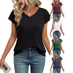 Damen V-Ausschnitt T-Shirt mit lockerer Passform und weichem Material