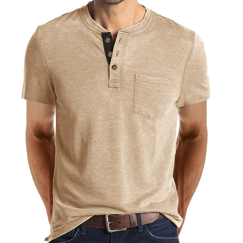 Herren T-Shirt mit strukturiertem Kragen und Brusttasche R&B