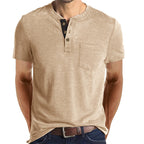 Herren T-Shirt mit strukturiertem Kragen und Brusttasche