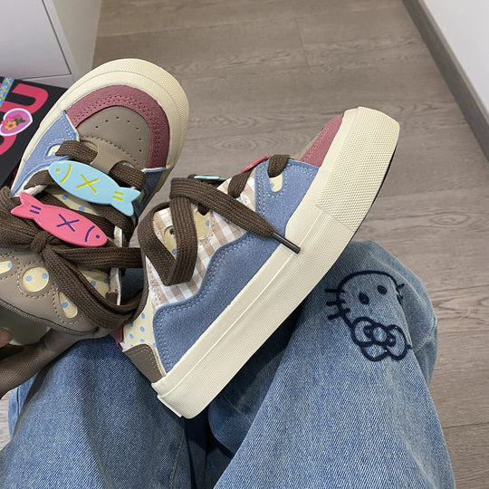 Damen Sneakers mit buntem Muster und verspielten Applikationen R&B