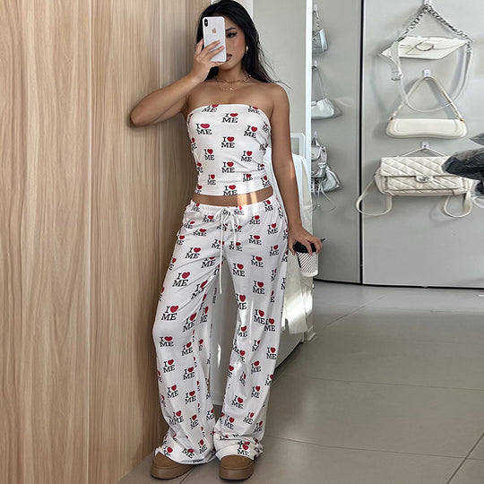 Damen lässige Druckhose mit elastischem Bund R&B