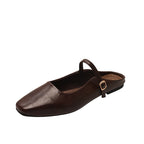 Damen elegante Slingback-Pantoletten aus hochwertigem Leder mit modischem Riemen R&B