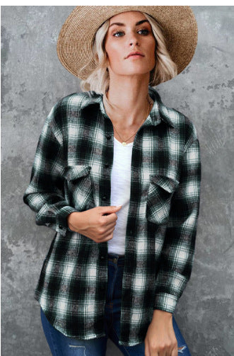 Damen Gestreifte Flanell-Bluse mit zwei Brusttaschen R&B
