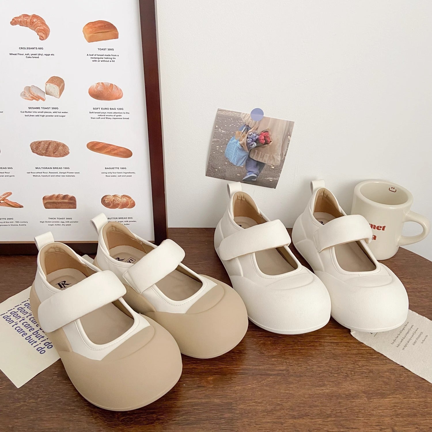 Damen Komfortable Ballerinas mit Klettverschluss