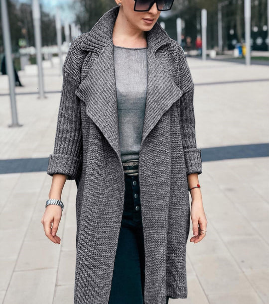 Damen oversized Strickmantel R&B
