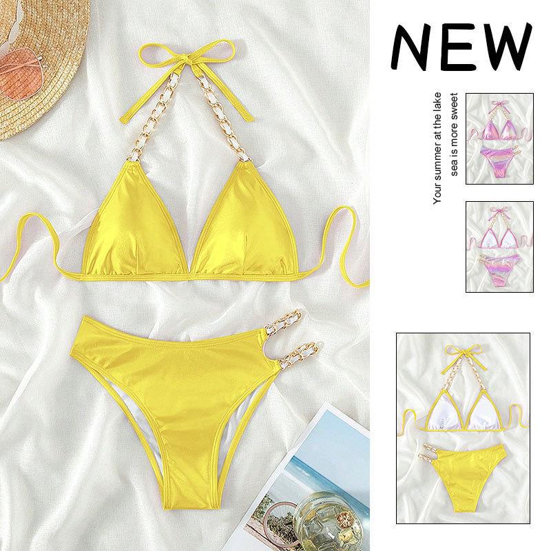 Damen Triangel-Bikini mit glamourösen Kettenakzenten