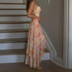 Damen florales Maxikleid mit Rüschendetails R&B