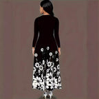 Damen Maxikleid mit floralem Druck und langem Ärmel R&B
