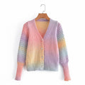 Damen Farbverlauf Strickjacke mit originellem Rippdesign R&B