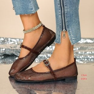 Damen Elegante und luftige Ballerinas mit Riemchen R&B