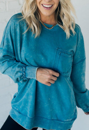 Damen Lässiger Oversized-Sweatshirt mit Rüschendetails R&B