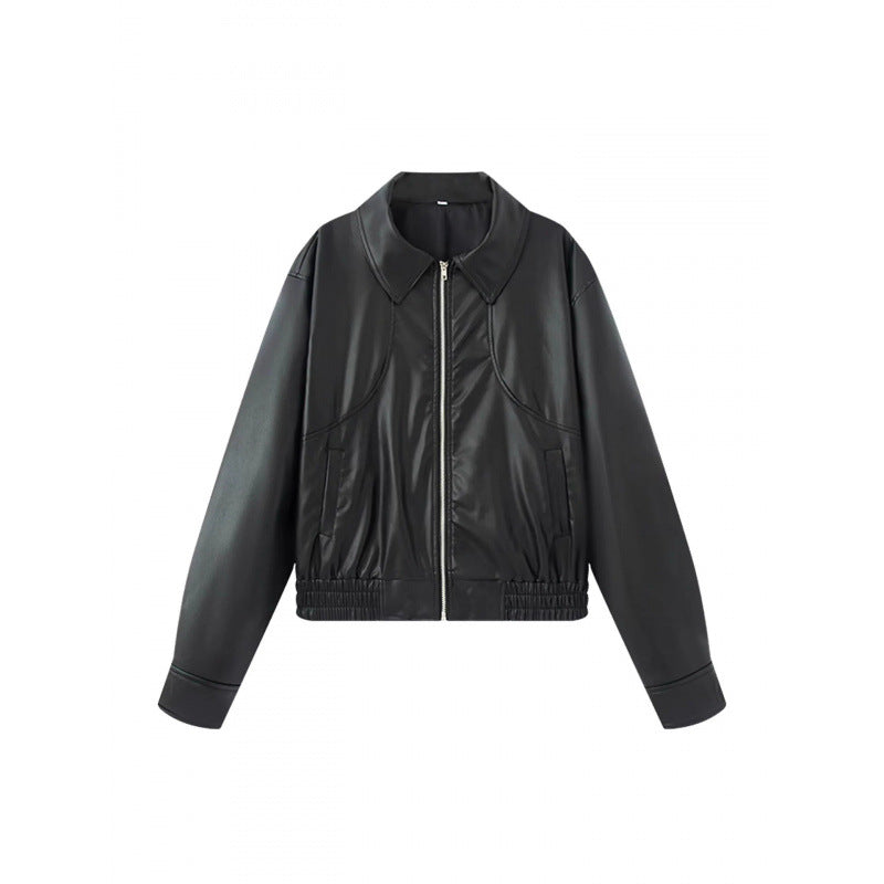 Damen modische Kunstlederjacke mit raffinierter Passform R&B