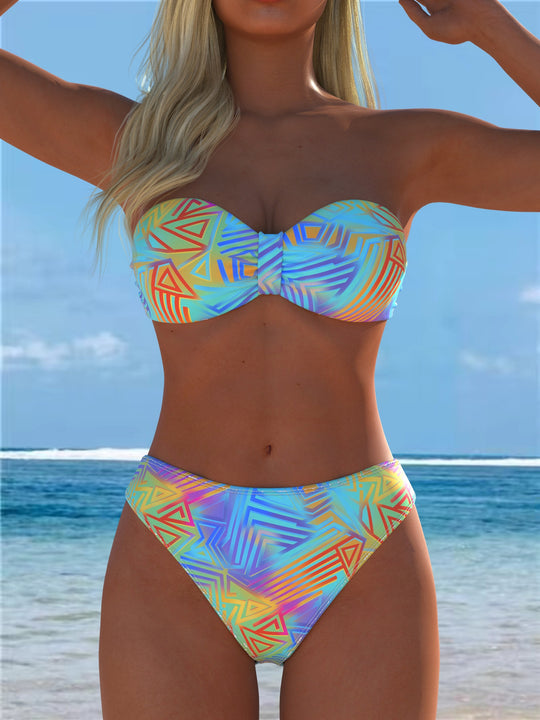 Damen Bikini-Set mit floralem Leopardenmuster und komfortablem Schnitt R&B