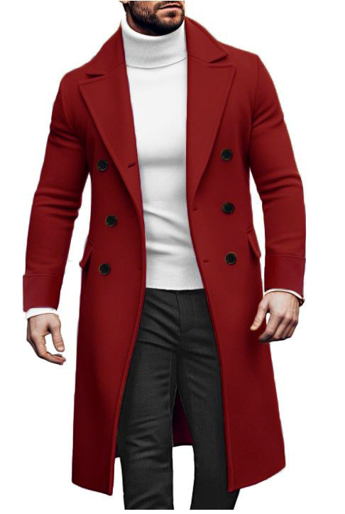 Herren Eleganter Doppelreiher-Mantel mit hochwertigem Material und klassischem Schnitt R&B
