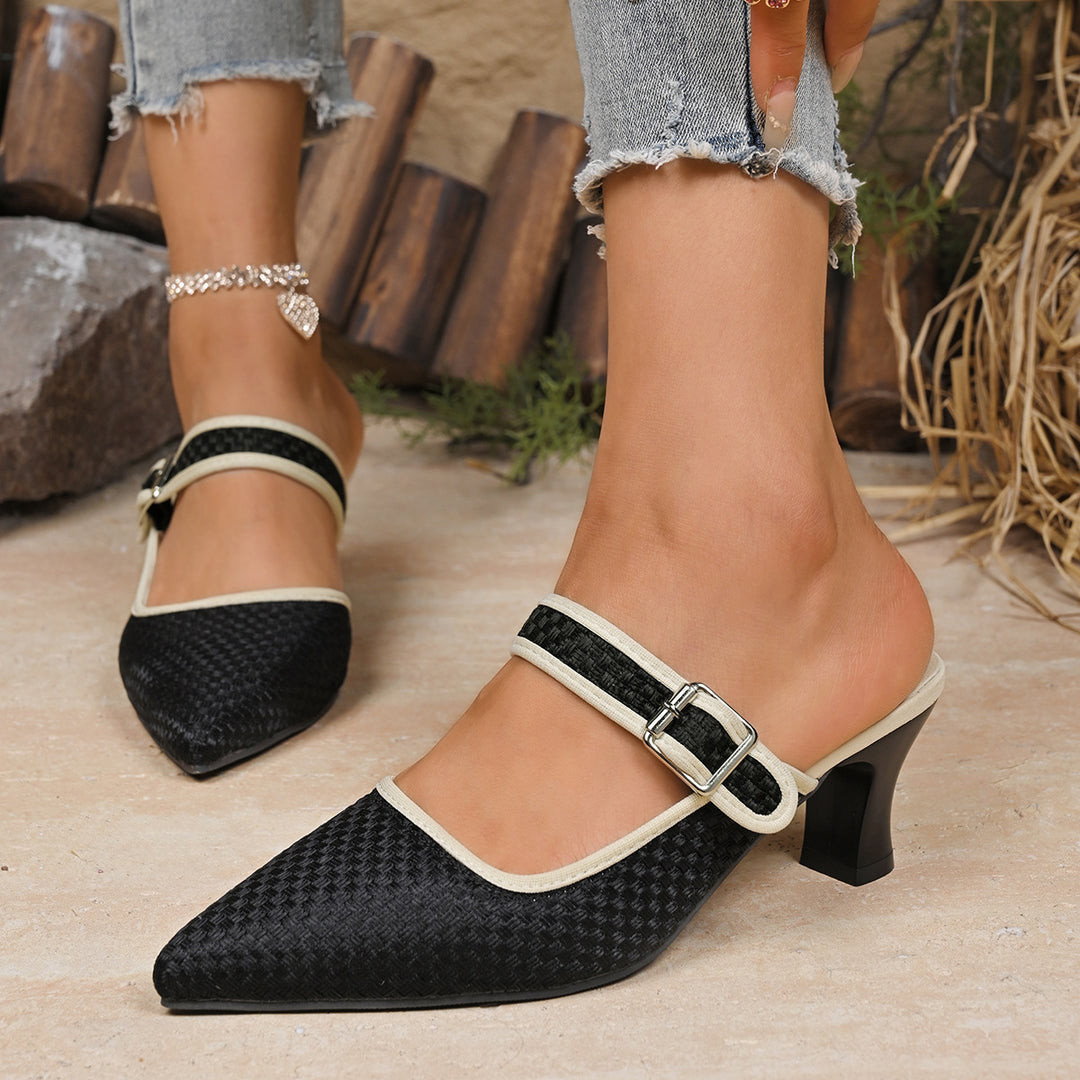 Damen elegante Slingback-Pumps mit modischem Riemchen und feinem Textur-Muster R&B