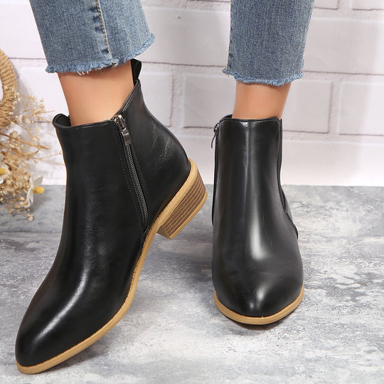Damen modische Ankle-Boots mit elegantem Reißverschluss und stabiler Sohle R&B