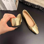 Damen glänzende spitze Ballerinas mit Raffung R&B