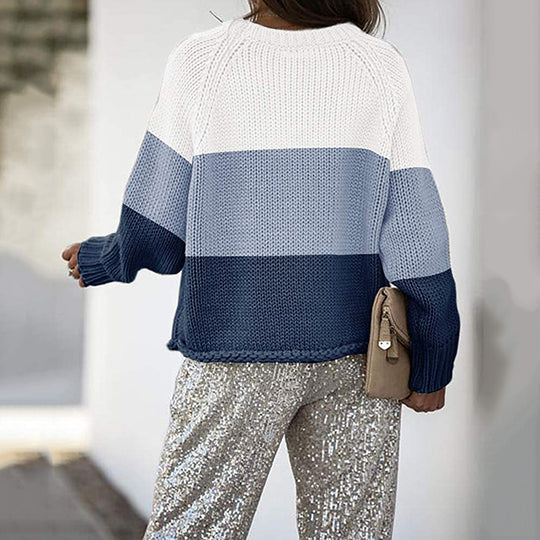 Damen Strickpullover mit modernem Farbblockdesign R&B