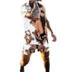 Herren Kurzarmhemd mit aufwendigem Barockdesign und atmungsaktivem Stoff R&B