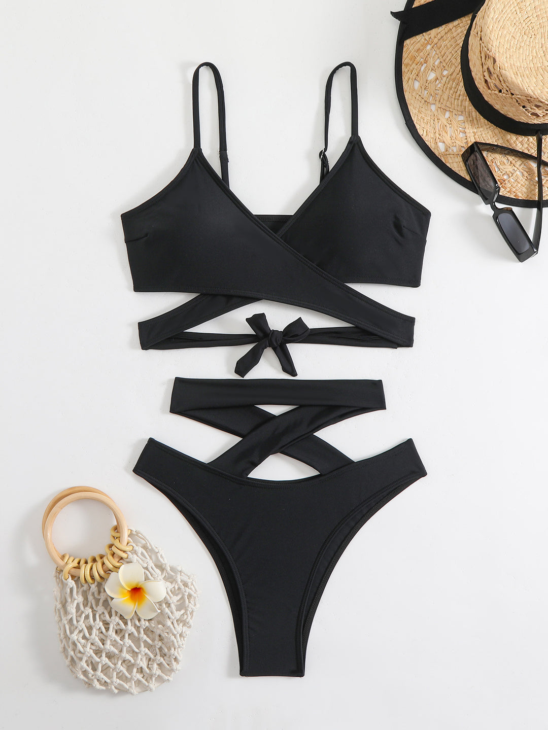 Damen Bikini-Set mit elegantem Wickeldesign und verstellbaren Trägern R&B