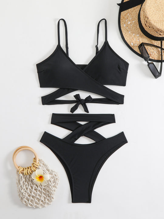 Damen Bikini-Set mit elegantem Wickeldesign und verstellbaren Trägern R&B