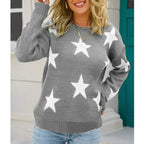 Damen Pullover mit Sternmuster und lässigem Schnitt R&B