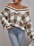 Damen Oversize-Karo-Pullover R&B