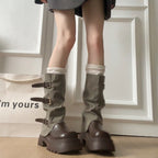 Damen Boots mit modischer Schnallenverzierung und robustem Plateau-Heel R&B