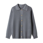 Damen Gemusterte Strickjacke mit Kragen und Knopfleiste R&B
