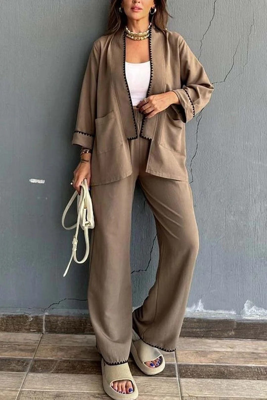 Damen Elegant geschnittene Jacke mit kontrastierendem Saum R&B