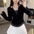 Damen Langarmshirt mit modernem Knopfleistentwurf und lässigem Schnitt