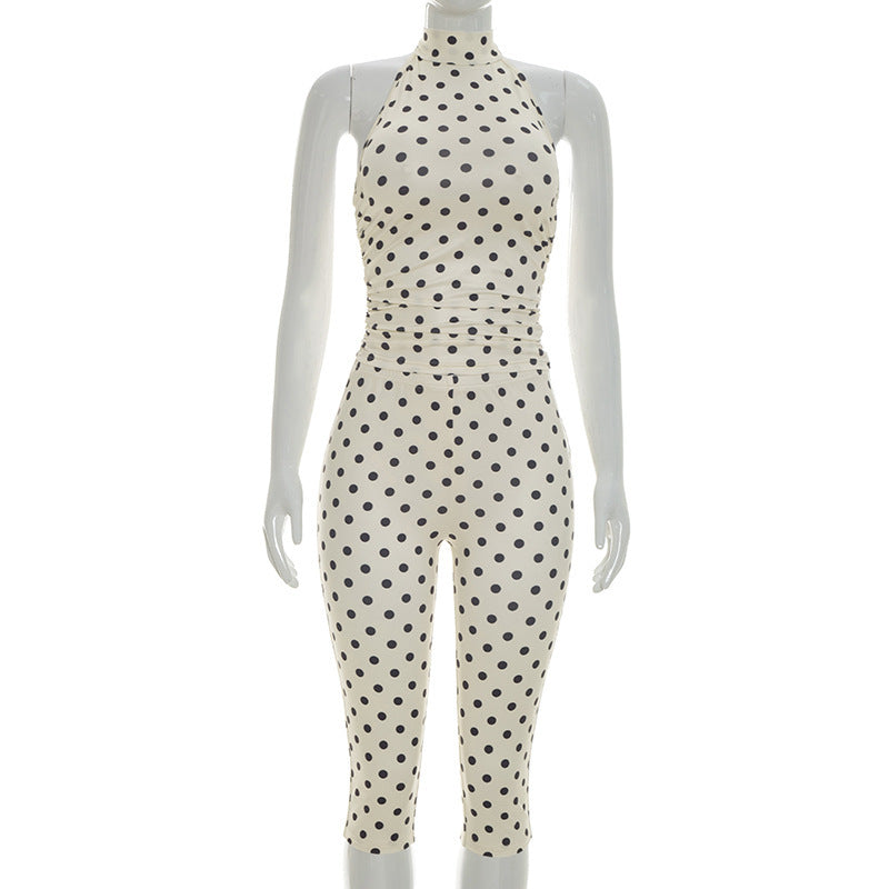 Damen Sportlicher Bodysuit mit modischem Polka-Dot-Muster R&B