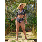 Damen Push-Up Bikini-Set mit floralem Design und verkürztem Oberteil R&B
