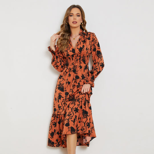 Damen Midikleid mit schmeichelhaftem Schnitt und floralem Design R&B