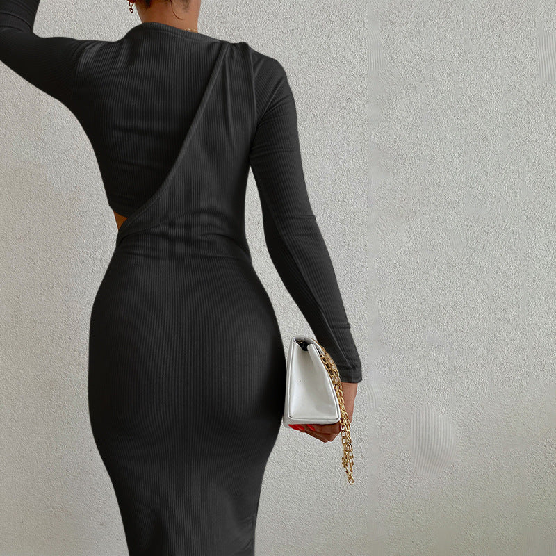 Damen elegantes langärmliges Wickelkleid mit figurformendem Schnitt R&B