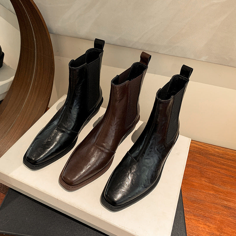 Damen Chelsea Boots mit elastischen Seiteneinsätzen und weicher Lederoberfläche