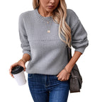Damen modischer Strickpullover mit strukturiertem Design und lässigem Schnitt